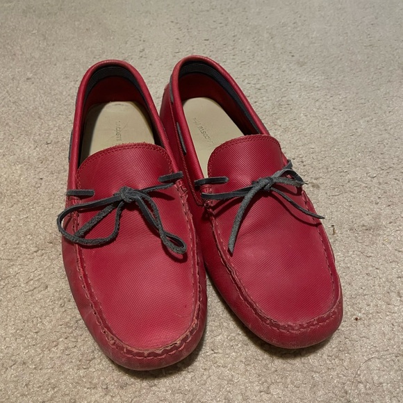 Lacoste Red Loafers With Grey Laces - Picture 1 of 5